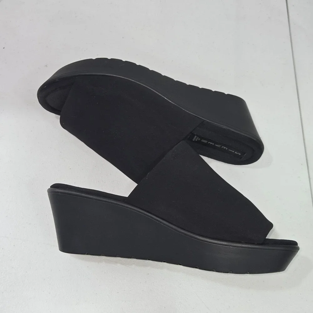 Steven by Steve Madden Beebe Black Textile Wedge Platform Slide Sandals 9.5M
